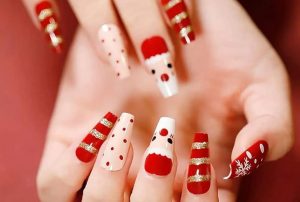 Our nails are covered in snowflakes